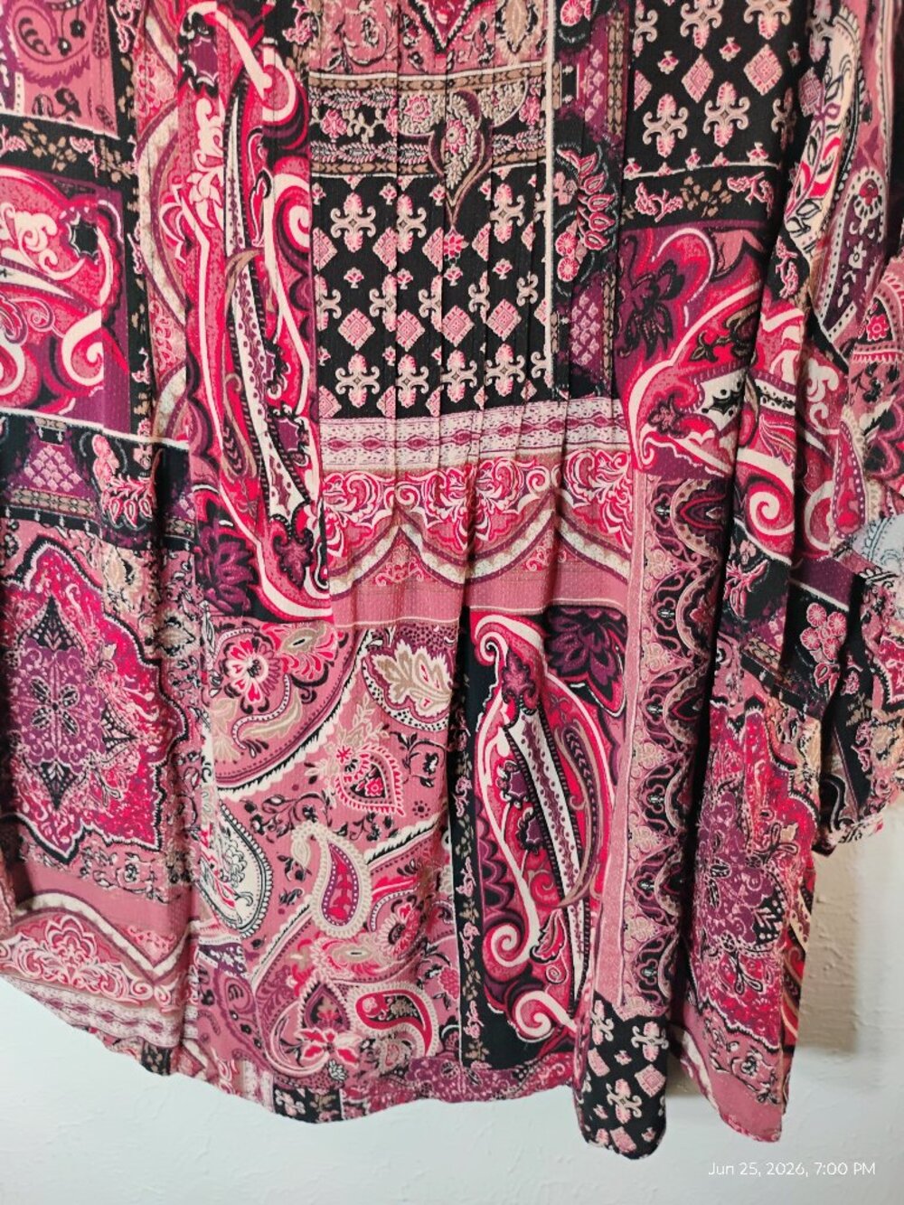 Avenue Plus Size Peasant Top – Size 26/28 – Pink & Black Paisley Patchwork - Picture 10 of 10